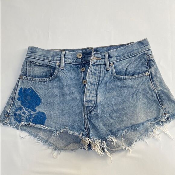 Levi's Blue Jean Shorts Distressed High-Waisted - Picture 1 of 10